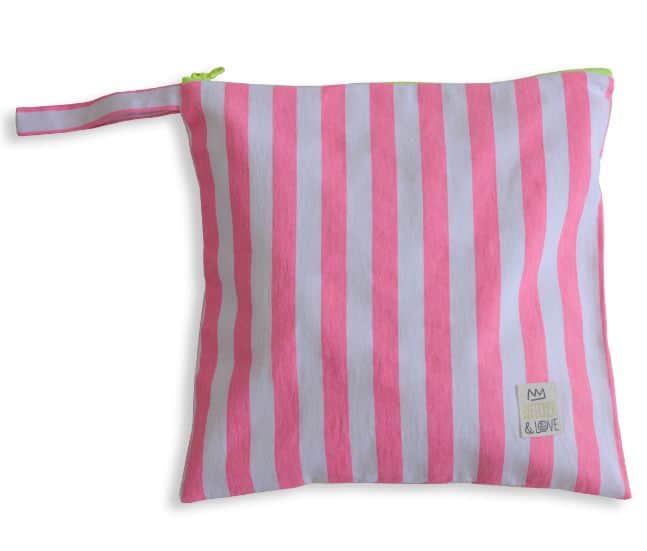 bleecker & love bag stripes neon pink